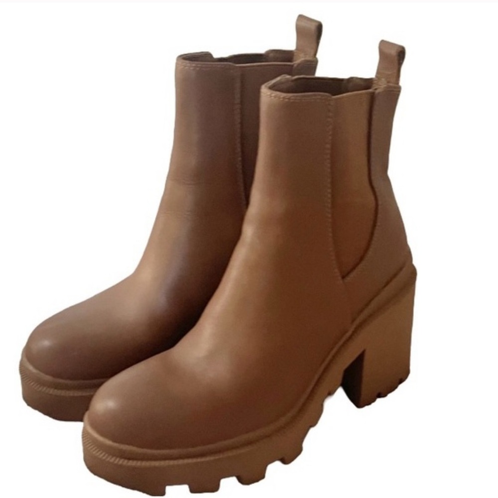 Steve Madden Women's Boot Roxie Block Heel Leather SZ 7.5